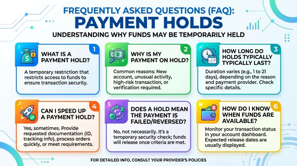 Etsy Payment Reserve Explained: Why Your Money Is Being Held and When You'll Get Paid faq graphic payment hold questions 202607251250